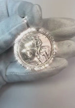 White Gold Dollar Natural Earth Mined Diamond Bezel Pendant 2 Carats (Coin not included)