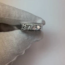 3 Stone Men Engagement Band 2.25 Carats Prong Set White Gold 14K Natural Earth Mined Diamond