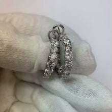 Prong Set 5.70 Carats Natural Earth Mined Diamonds Ladies Hoop Earrings Gold White 14K