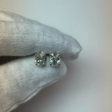 Oval Cut Natural Earth Mined Diamond Studs Earring 2 Carats F VS1 White Gold