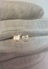 Prong Set Heart Cut Real Solitaire Natural Earth Mined Diamond Stud Earring Solid Gold Jewellery