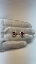 Prong Set Ruby And Natural Earth Mined Diamonds 8.50 Ct Studs Earrings 14K White Gold