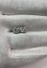 Solitaire Round Natural Earth Mined Diamond Stud Earring Bezel Set 2 Carats White Gold 14K