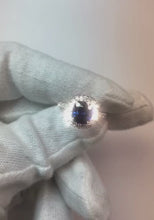 3 Ct Cushion Sri Lanka Blue Sapphire And Halo Natural Earth Mined Diamond Ring