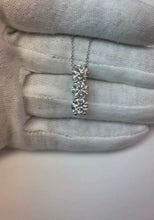 Real Round Natural Earth Mined Diamond 3 Stone Journey Pendant 3.75 Carats Gold 14K