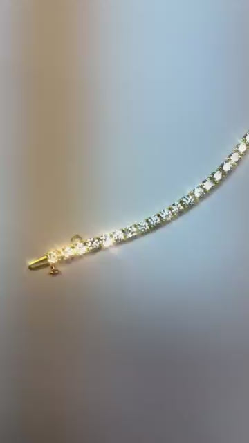 Yellow Gold Round Natural Earth Mined Diamonds Tennis Bracelet 12 Carats 14K