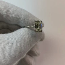 Emerald And Round Cut Halo Natural Earth Mined Diamond Engagement Ring 4.75 Carats