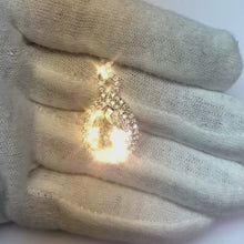 Pear With Round Cut Natural Earth Mined Diamond Pendant Necklace 5.5 Carat White Gold 14K