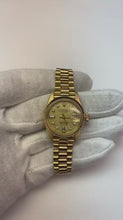 Rolex President Diamond Dial Fluted Bezel Yellow-Gold Lady Watch