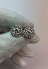 5 Ct Ladies Halo Round Cut Natural Earth Mined Diamonds Stud Earrings