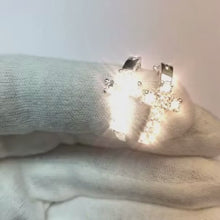 2.1 Ct Round Cut Natural Earth Mined Diamond Cross Hoop Earring 14K White Gold