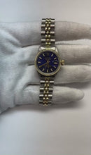 Blue Stick Dial Watch Rolex Ss & Gold Jubilee Brace Fluted Bezel