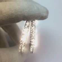 6 Carats Round Cut Earth Mined Diamonds Women Hoop Earrings White Gold 14K