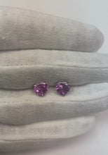 White Gold 14K 3 Ct Heart Shape Pink Sapphire Studs Earrings New