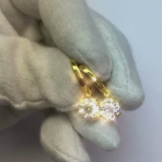 White Gold 14K Ladies Dangle Earrings Diamonds 3.00 Carats F Vs1