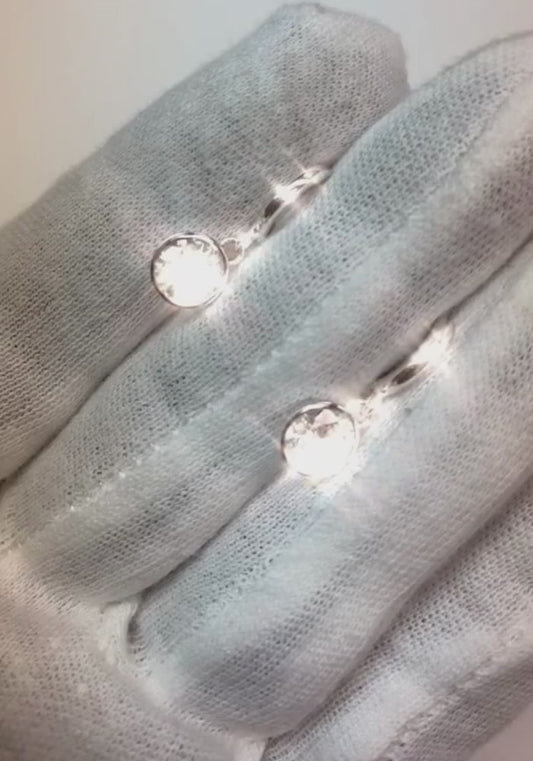 Drop Down Bezel Earrings Round Diamond Pair 0.50 Carats White Gold 14K