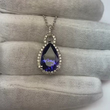 6.65 Ct. Pendant Necklace 14K Pear Tanzanite With Round Natural Earth Mined Diamonds