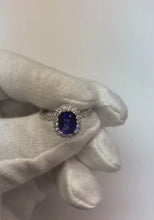 3 Ct Cushion Sri Lanka Blue Sapphire And Halo Natural Earth Mined Diamond Ring