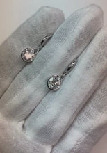 Drop Down Bezel Earrings Round Natural Earth Mined Diamond Pair 0.50 Carats White Gold 14K