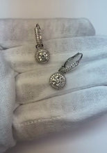 Earth Mined Diamond Ladies Dangle Earrings Round Cut 2.90 Carats White Gold 14K