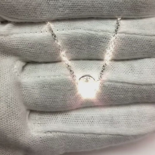 1 Carat Sparkling Diamond Necklace Pendant White Gold 14K F VS1