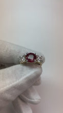 4 Ct Ruby And Round Natural Earth Mined Diamond 3 Stone Ring White Gold Lady Jewellery