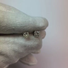 1 Carat Princess Cut Four Prong Set Natural Earth Mined Diamond Stud Earring