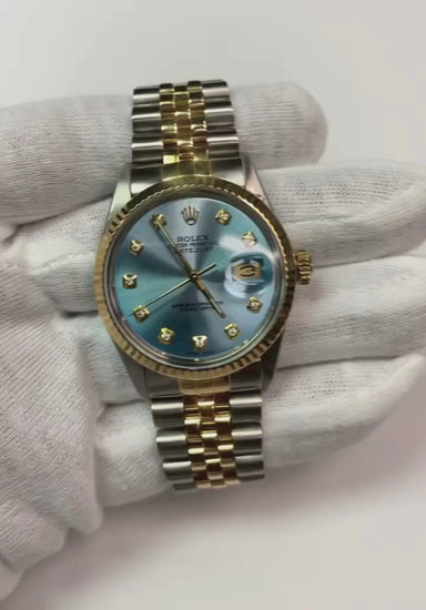 Rolex Gents Datejust-Rolex Blue Ss & Gold Jubilee Bracelet QUICK SET
