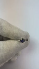 Solitaire Ring Blue Sapphire 0.75 Carats Bezel Setting White Gold 14K