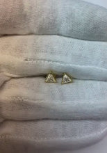 1 Carat Trilliant Cut Natural Earth Mined Diamond Stud Women Earring Pair White Gold 14K