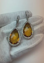 48.88 Ct Citrine And Natural Earth Mined Diamond Women Dangle Earrings