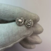 Halo Natural Earth Mined Diamond Stud Earrings 1.80 Carats
