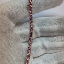 Pink Sapphire Tennis Bracelet Rose Gold 14K 5.90 Carats Jewellery