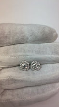 2.10 Carats Round Real Natural Earth Mined Diamonds White Gold 14K Studs Pair Halo Earrings