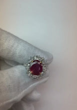 Oval Ruby With Natural Earth Mined Diamonds 6.10 Ct Wedding Ring Gold 14K