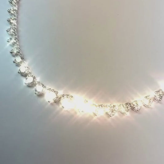 7 Carats Prong Set Diamonds Tennis Necklace White Gold 14K