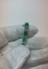 Oval Green Emerald & Round Natural Earth Mined Diamond Tennis Bracelet 15.25 Carats Jewellery