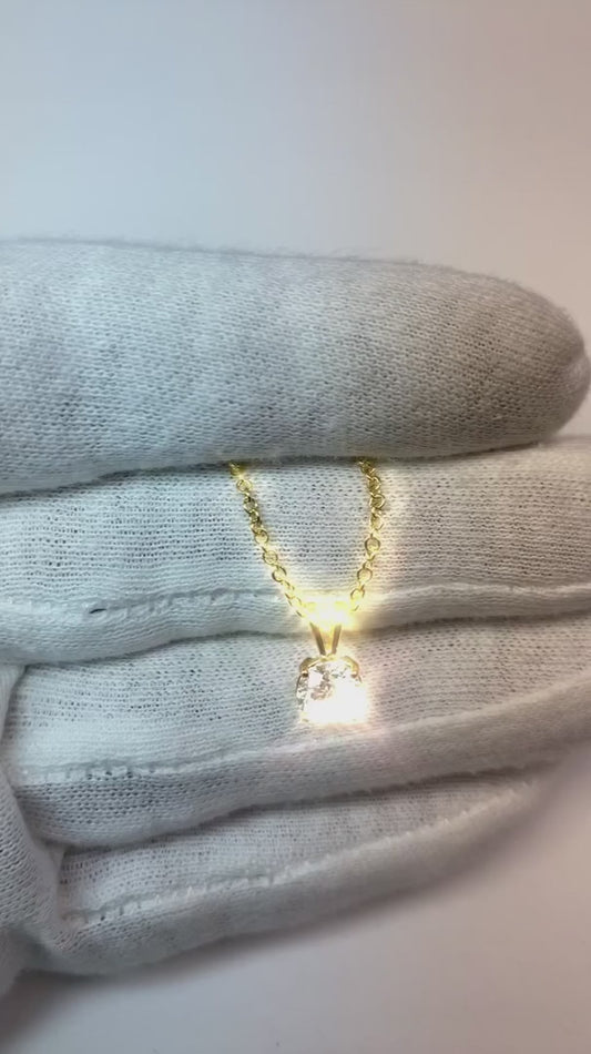 1 Carat Round Cut Real Diamond Ladies Necklace Pendant White Gold 14K