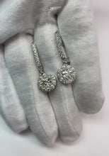 3.44 Carats Prong Set Natural Earth Mined Diamonds Lady Dangle Earrings White Gold 14K
