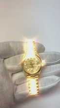 Rolex President Diamond Dial Fluted Bezel Yellow Gold Lady-Watch