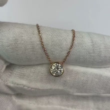 1 Carat Bezel Set Round Natural Earth Mined Diamond Pendant 14K Rose Gold