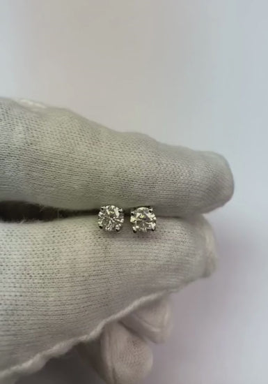 1 Carat Solitaire Round Cut Real  Diamond  14K White Gold