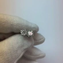 Sparkling 2 Carats Round Natural Earth Mined Diamond Stud Earring White Gold 14K