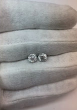 White Gold 2 Carats Round Natural Earth Mined Diamond Stud Earrings