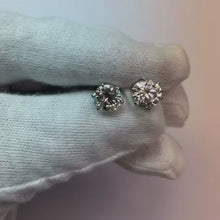 3 Carats Round Natural Earth Mined Diamond Stud Earrings White Gold 14K