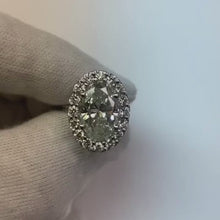 Sparkling Oval Real Natural Earth Mined Diamond Halo Ring Wedding Jewellery