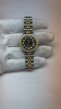 Black Natural Earth Mined Diamond Dial Ss & Gold Bracelet Datejust Ladies Rolex Watch