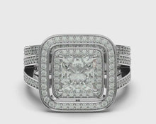 2.33 Ct Princess Center Natural Earth Mined Diamond Halo Wedding Anniversary Ring