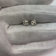 Stud Earrings 2 Carats Round Natural Earth Mined Diamond Jewellery White Gold 14K