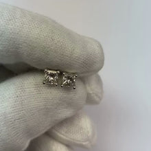 Princess Cut Stud Natural Earth Mined Diamond Earring White Gold 14K 1.20 Ct Prong Set